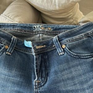 Miss Me like new dark denim. 34 inseam wide leg